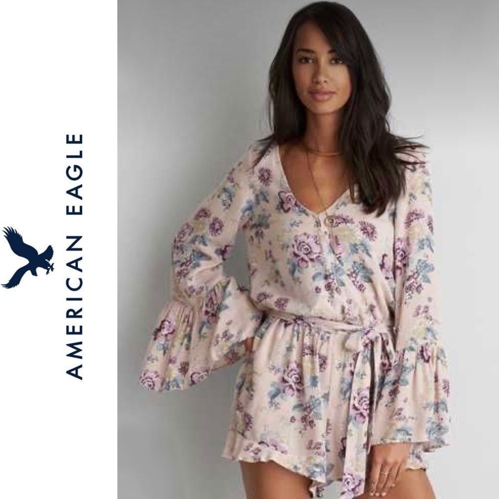 American Eagle Outfitters Floral Shorts Romper S